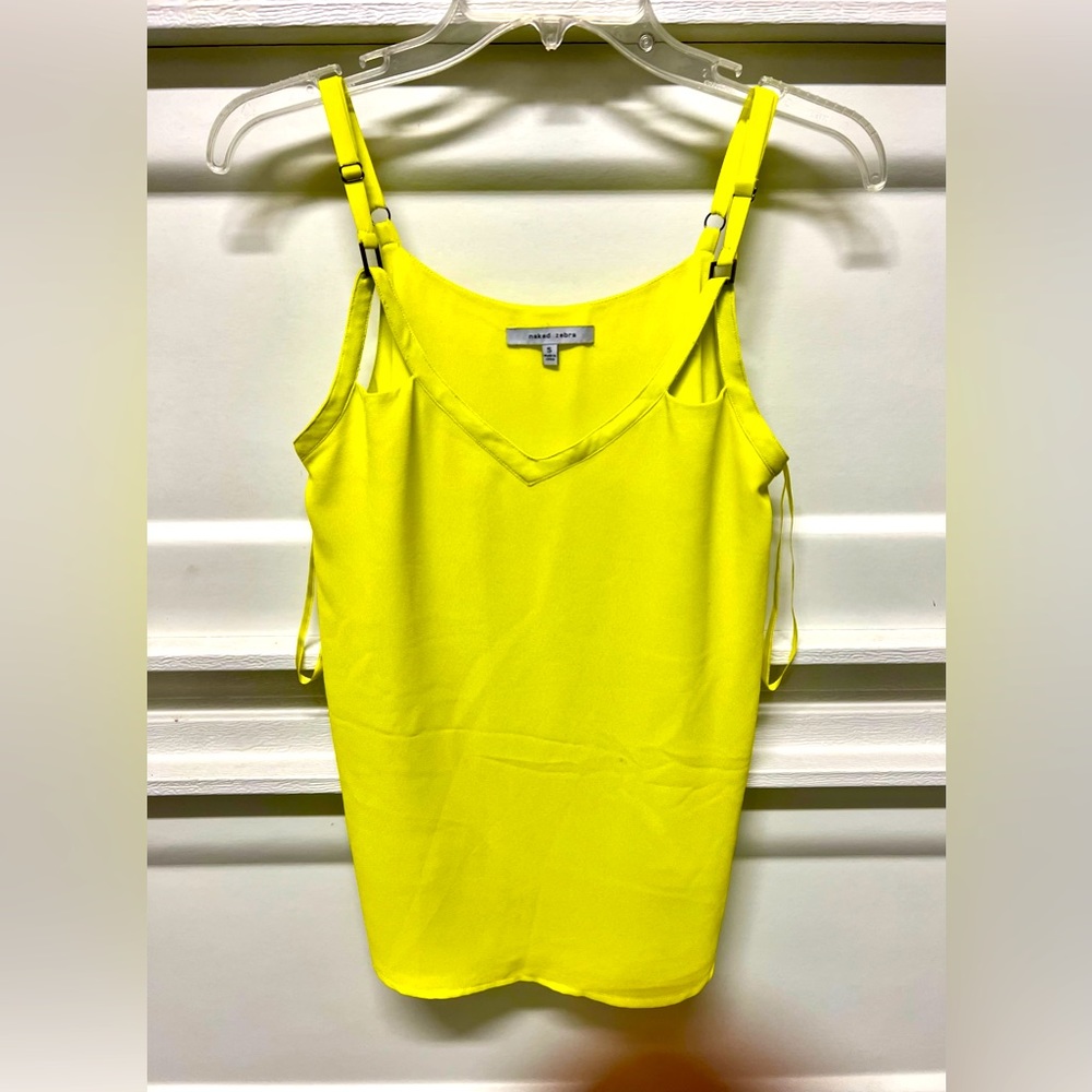 NAKED ZEBRA Tank Top for Womens. Size Small, Color Lime Yellow.